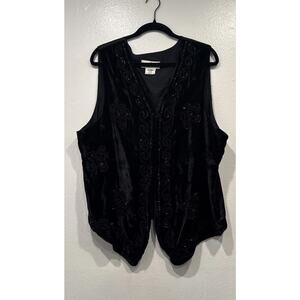 Vintage Black Embellished Beaded Vest Western Boho Festival Country Whimsigoth